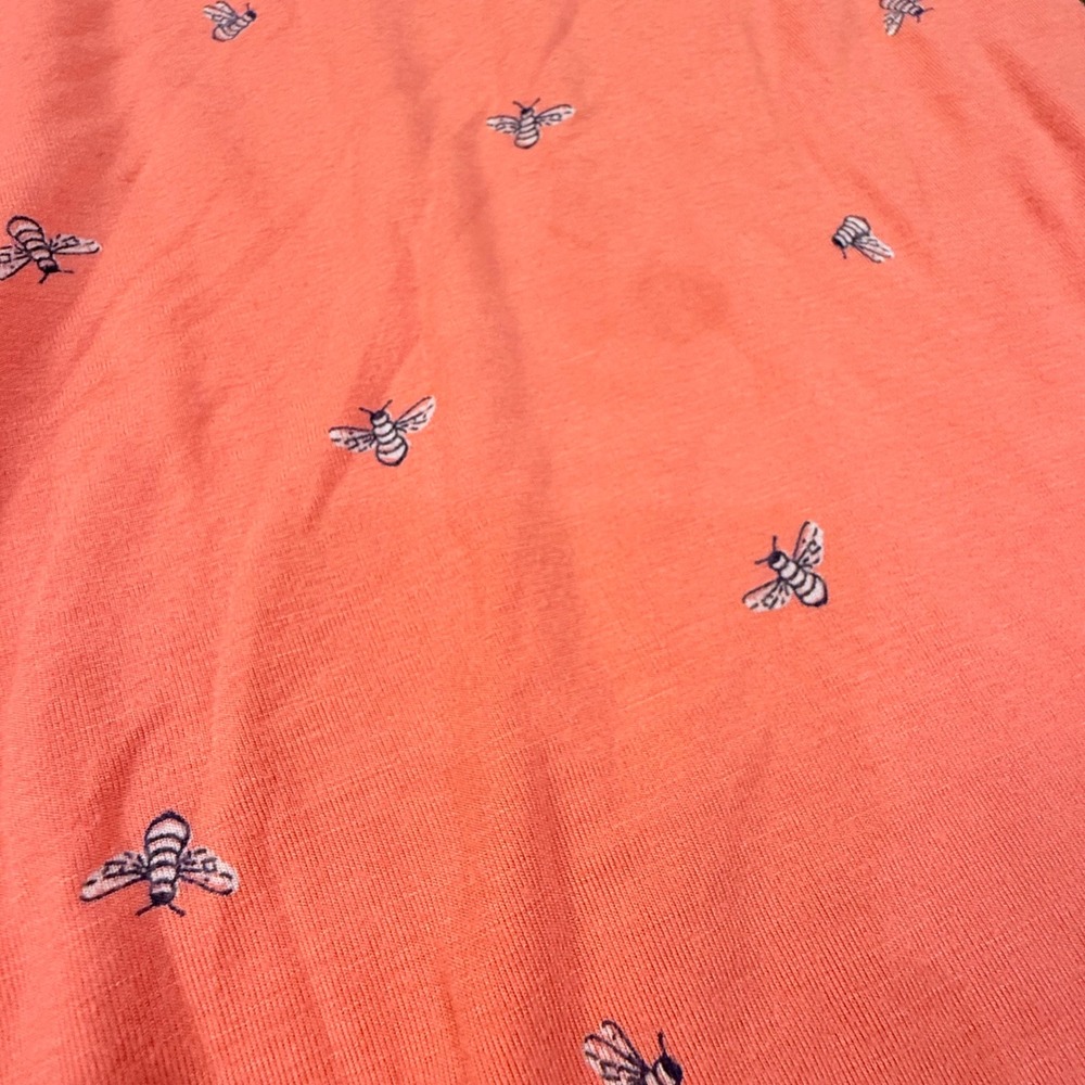 Soma Pajama Set Coral Bee Print Short Sleeve Top L, Capri Bottom XL Lightweight - Picture 11 of 16